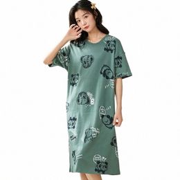 cute Style Women's Plus Size Ice Silk Nightgown Summer Dres Dres For Big Breasted Girl's Dres Micro Stretch Nightgowns 74Wp#