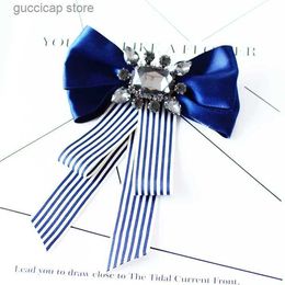 Bow Ties College diamond-studded bow tie brooch blouse collar floral fabric ribbon neckline hundred matching accessories Y240329