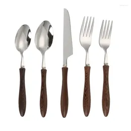 Flatware Sets 30Set/Lot Stainless Steel Tableware Knife Fork Spoon Set With Handle Western Style Steak And