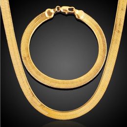 Men Women Hip Hop Punk 18K Real Gold Plated 7 10MM Fashion Thick Snake Chain bracelets Necklaces Jewelry Sets Costume Jewelry286w