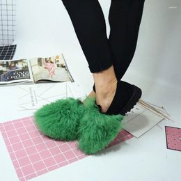 Casual Shoes Soft Lamb Wool Fur Covered Toe Flats Heels Ladies Round Winter Leisure Loafers Slip On Spring