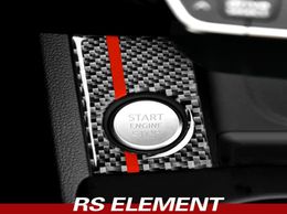 For A4 A5 Carbon Fiber Car Engine Start Stop Ignition Cover Trim Key Ring Automotive Interior Stickers Decals 2017-20226044104