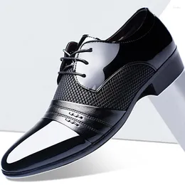 Dress Shoes Fashion Men's PU Lace Up Men Leather Classic Pointed Tip Party Male Oxford Zapatos Para Hombre De Vestir