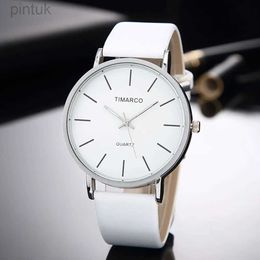 Wristwatches Simple Style White Leather Watches Women Fashion Watch Minimalist Ladies Casual Wrist Watch Female Quartz Clock Reloj Mujer 2023 24329