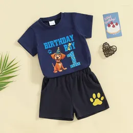 Clothing Sets Toddler Baby Boys Summer Outfits 2PCS Set Short Sleeve Round Neck Birthday Boy Pullover T-Shirt Elastic Waist Pants Kids