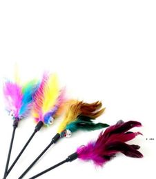 24 Hours Chirstmas Cat Toys Kitten Pet Teaser 38cm Turkey Feather Interactive Stick Toy With Bell Wire Chaser Wand gyq3813814
