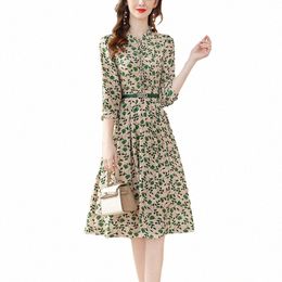 evnisi Chiff Dr Women Puff Sleeve Elegant Big Swing Spring Dres Slim With Belt A-line Dres For Women Party Vestidos 195V#