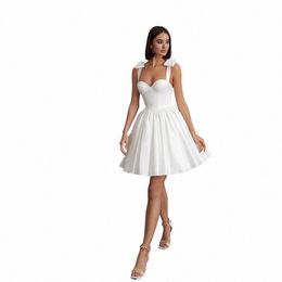 sexy White Short Wedding Dres Spaghetti Straps Sweetheart Neck Bridal Gowns Bow Above Knee Mini A-Line Vestidos De Novia q0E7#