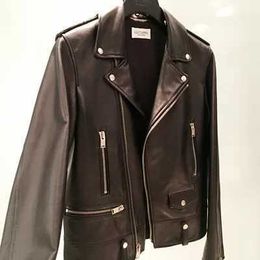 Men's Leather Faux Leather Lambskin Gd Same Style Mens Motorcycle Jacket Leather Jacket 240330