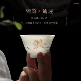 Teaware Sets Tea Cup Porcelain Master Jingdezhen Pure Hand Drawing Pastel Lotus Small Teacup Set Single