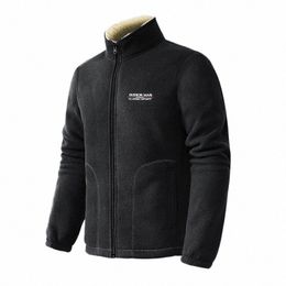 autumn Winter Men Jacket Lamb Veet Thickened Warm Zipper Pocket Solid Colour Fi Casual Soft Male Cardigan Coat Plus Size C1Q8#