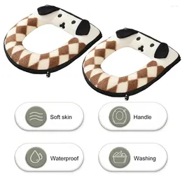 Toilet Seat Covers Soft Cover Plush Cartoon Dog Thicken Bathroom Pad Set With Zipper Closure Handle Cozy Winter For A