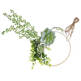 Decorative Flowers Artificial Green Plant Succulent Bamboo Ring Home Room Shopping Mall Wall Decoration Hanging Garland Flower Wreath