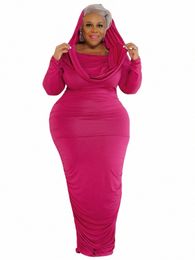 wmstar Plus Size Dres Women Solid Off Shoulder Lg Sleeve Draped Bodyc Stretch Elegant Maxi Dr Wholesale Dropship B0TU#