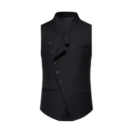 Men's Vests Male Sports Vest Slim Fit Sleeveless Wedding Waistcoat With Sloping Lapel Collar Single Breasted For Party