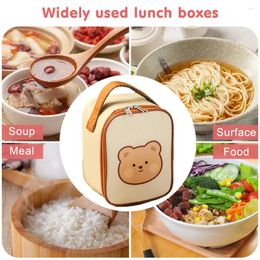 Dinnerware Stainless Steel Soup Cup With Foldable Spoon Handle Cute Bear Lunch Bento Box Leakproof Container For Or Cold