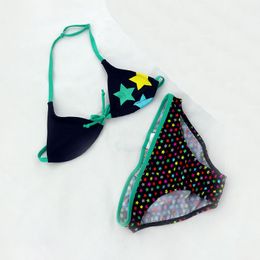 New Summer Girls Two pieces Swimwear Children Cute Star Pattern Split Bikini Sets Baby Girls Swimsuit Kids Bathing Suit 041