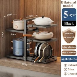 Kitchen Storage Sink Pot Rack Stainless Steel Multi-layer Adjustable Accessories Organizer Multifunctional