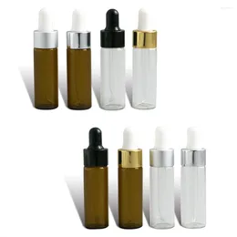 Storage Bottles 50 X Travel Emptpy 10ml 15ml Glass Essential Oil Dropper Bottle 1/3oz Drop Liquid Pipette Jars 1/2oz Amber Cosmetic