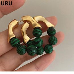 Hoop Earrings Modern Jewelry Green Beads Metal For Women Hip-hop Punk Personality European And American Style Fashion Accessories
