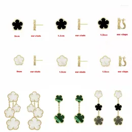 Stud Earrings High-Quality Natural Gem 925 Silver Four-Leaf Flower / Five-Leaf High End Exquisite For Women And Ear Clips