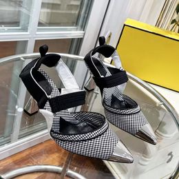 2024 Sandálias Elegantes de Verão, Designer Feminino Moda Salto Alto, Laço Simples no Tornozelo, Escritório Retro Mulheres Sapatos Designer Sandálias de Designer Sandálias
