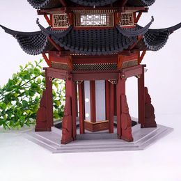 Decorative Figurines Octagonal Pagoda Pavilion DIY Handmade Architectural Model Buddha Wooden Assembled Tenon And Mortise Structure