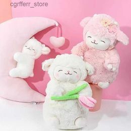 Stuffed Plush Animals Cute Sweet White Sheep Plush Toys Soft Animal Stuffed Doll Tulips Room Decor Dolls for Kid Birthday Christmas Gift240327