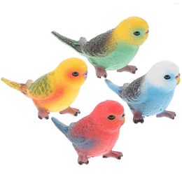 Decorative Figurines 4 Pcs Budgerigar Model Ornament Artificial Bird Models Modelling Adornment Plastic Toy Parrot Child