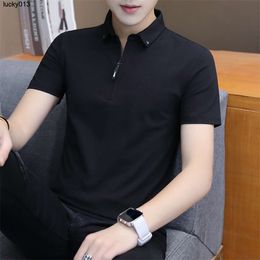 Summer Polo T-shirt Mens Short Sleeved Slim Fit Half Korean Trendy Polo Collar Shirt Pure Cotton
