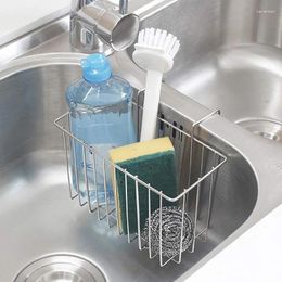 Kitchen Storage 1pc 304 Stainless Steel Sink Shelf Hanging Rag Sponge Drainage