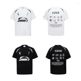 Men's T Shirts GRAILZ Vintage Jersey Racing Logo Print T-shirt White Black Mens Womens Trendy Short Sleeve