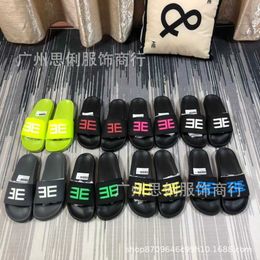 Family b Summer One Line Flat Bottom Slippers Candy Colour Letter Outer Wear Anti Slip Beach Sandals for Women