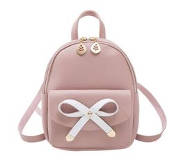 Outdoor Bags Big Bowknot Mini Backpacks For Women Cute Pink PU Leather Kawaii Backpack Teenages Shoulder Bag Schoolbags Girls Fem6012311