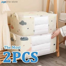 Other Home Storage Organization Big Capacity Quilt Clothes Storage Bag Duvet Blanket Sorting Bags Closet Storage Moisture Proof Organizer UnderBed Dustproof Y240