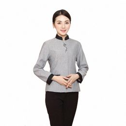 wholesale Service Uniform Lg Sleeve Autumn and Winter Clothes Linen Thickened Hotel Rooms Waiter Workwear PA Cleaning A3IT#