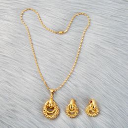 Necklace Earrings Set Saudi Arabia Sets Gold Color African Party Jewellery Arab Bride Gift Wedding Ethiopian Jewelry