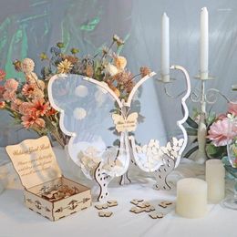 Party Supplies Personalized Butterfly Shape Wedding Guest Book Alternative With Wood Box Decor Butterflies GuestBook