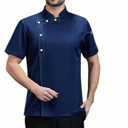 summer Short Sleeve Chef Jacket Thin Breathable Chef Overalls Restaurant Kitchen Cook Work Clothes Food Service Waiter Uniforms 97Ol#