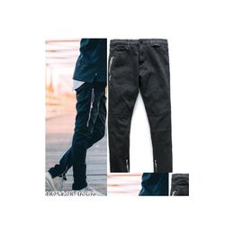 Men'S Jeans Designer Mens Black Motorcycle Biker Elastic Ripped Denim Men Vintage Washed Died For Drop Delivery Apparel Clothing Dhnfm