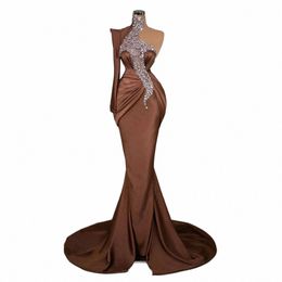 sexy Backl Romantic Evening Dres For Women Luxurious Exquisite Beading Fi Lg One Shoulder Sleeve Party Prom Gowns L3t8#