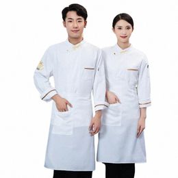 overalls Men's Lg- Embroidered Short-Sleeved Dining Hotel Rear Kitchen Clothes Waiter Chef Uniform Female L5sn#