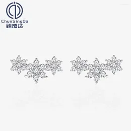 Stud Earrings 2024 Winter Product Snowflake Female S925 Pure Silver Ear Jewelry Fashion Live Broadcast Selling