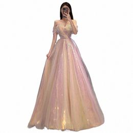 pink Sparking Evening Dr for Women A-Line vestidos de noche mujer Off the Shoulder Prom Party Gown vestidos para mujer m1jq#
