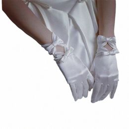 bridal wedding gloves Lace white bow wedding gloves Wedding gloves Short satin 80Jn#