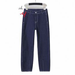 summer Plus Size Jeans Woman High Waist Baggy Jeans for Women Large Size Mom Jeans Loose Ankle-Length Pants P6lK#