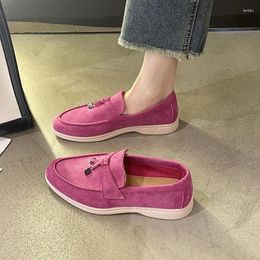 Casual Shoes 2024 Suede Flat Women Slip On Loafers Leather Fringe Decor Causal Summer Walk Mules Spring