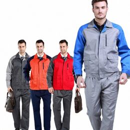 worker Uniforms Lg Sleeves Men Work Wear Engineer Work Suits Garden Factory Workshop Mechanical Auto Repair Working Coveralls E2X0#