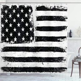 Shower Curtains United States Curtain Grunge Aged Black And White American Flag Independence Fourth Of July Design Cloth Fabr