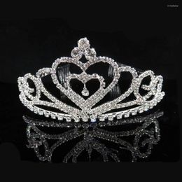 Hair Clips Gold Birthday Crown Elegant Alloy Silver Heart Rhinestone Tiara Luxury Jewelry Shiny Gift